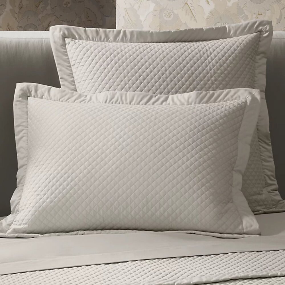 NWOT Set of 2 Ralph Lauren Wyatt King Quilted Shams Vintage Silver